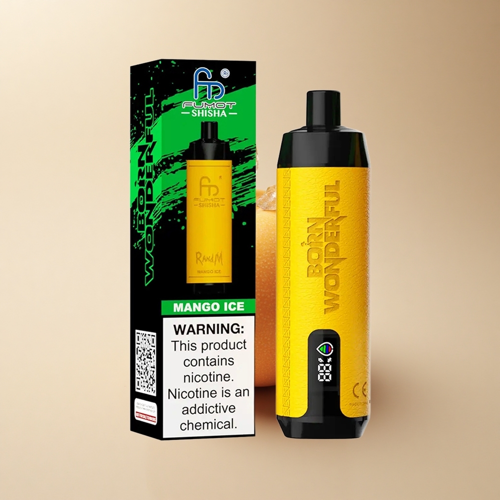 RandM Fumot Shisha 10000 Puffs Mango Eis LED Typ-C 18ml