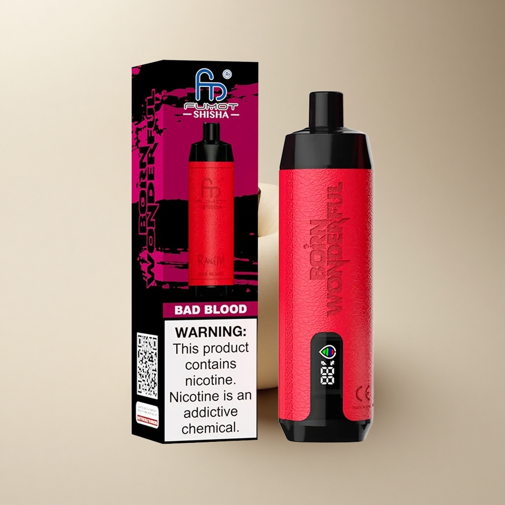 RandM Fumot Shisha 10000 Puffs Schlechtes Blut LED Typ-C 06ohm