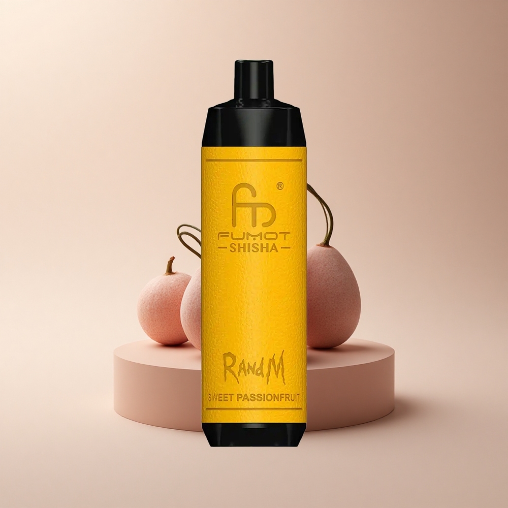 RandM Fumot Shisha 10000 Puffs Süße Passionsfrucht mit LED-Anzeige und 18ml E-Liquid