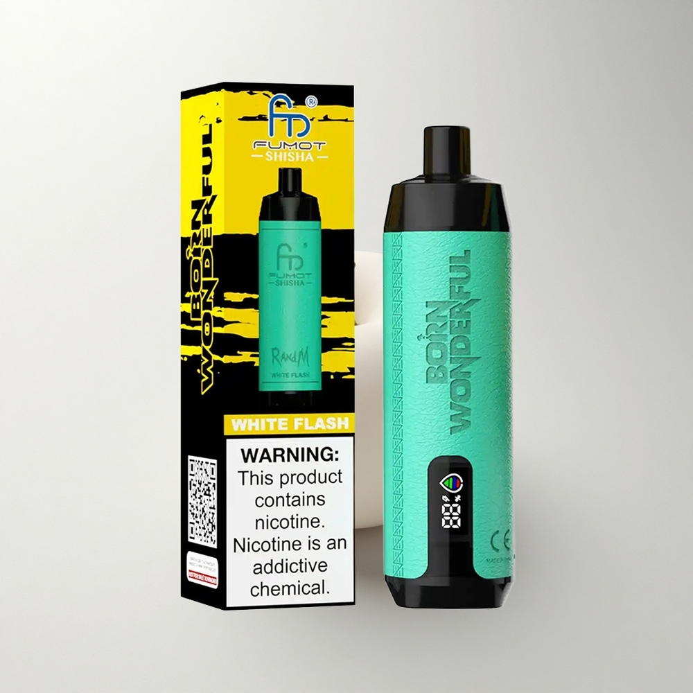 RandM Fumot Shisha 10000 Puffs Weißer Blitz LED Typ-C