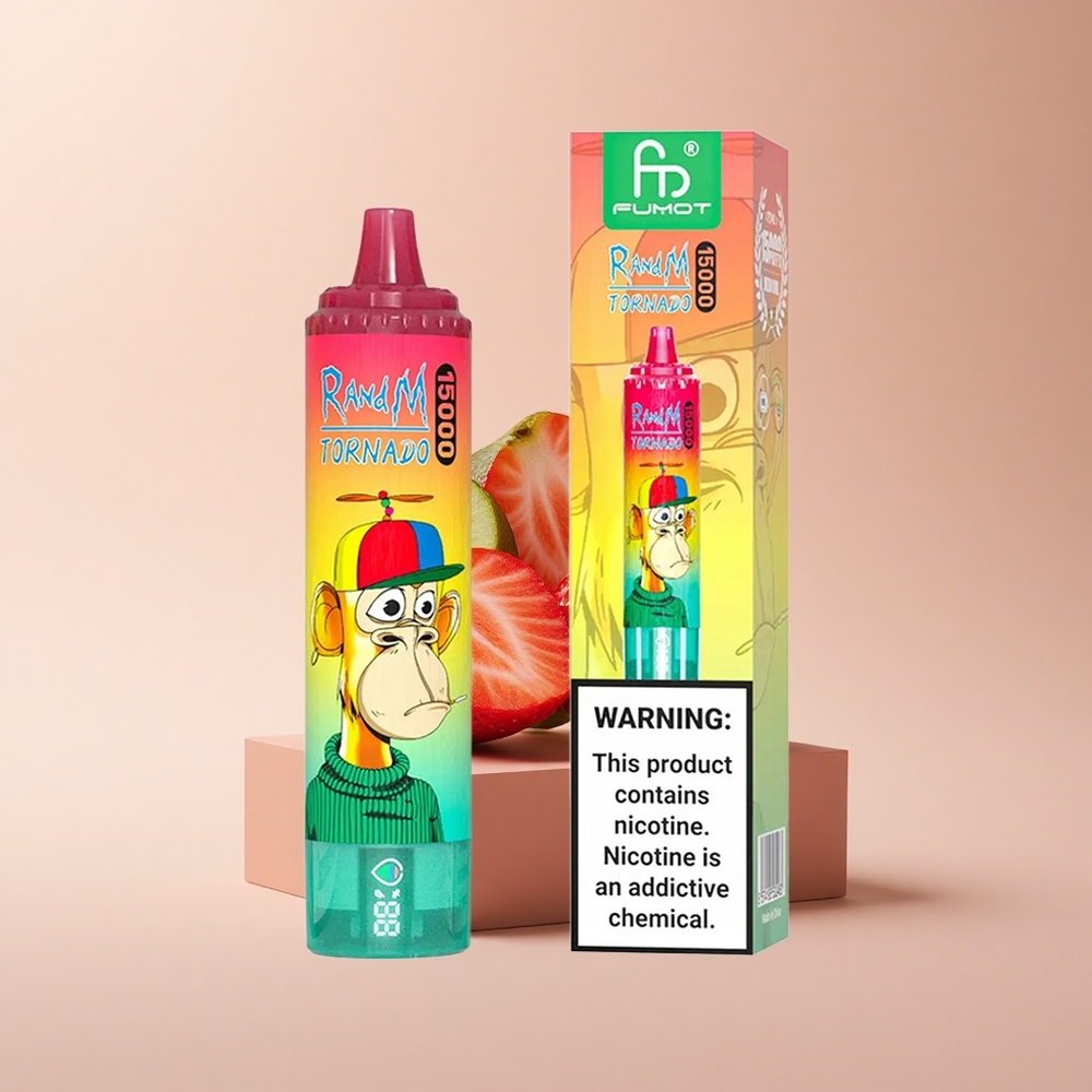 RandM Fumot Tornado 15000 Puffs Erdbeer-Kiwi Typ-C LCD Netzspule