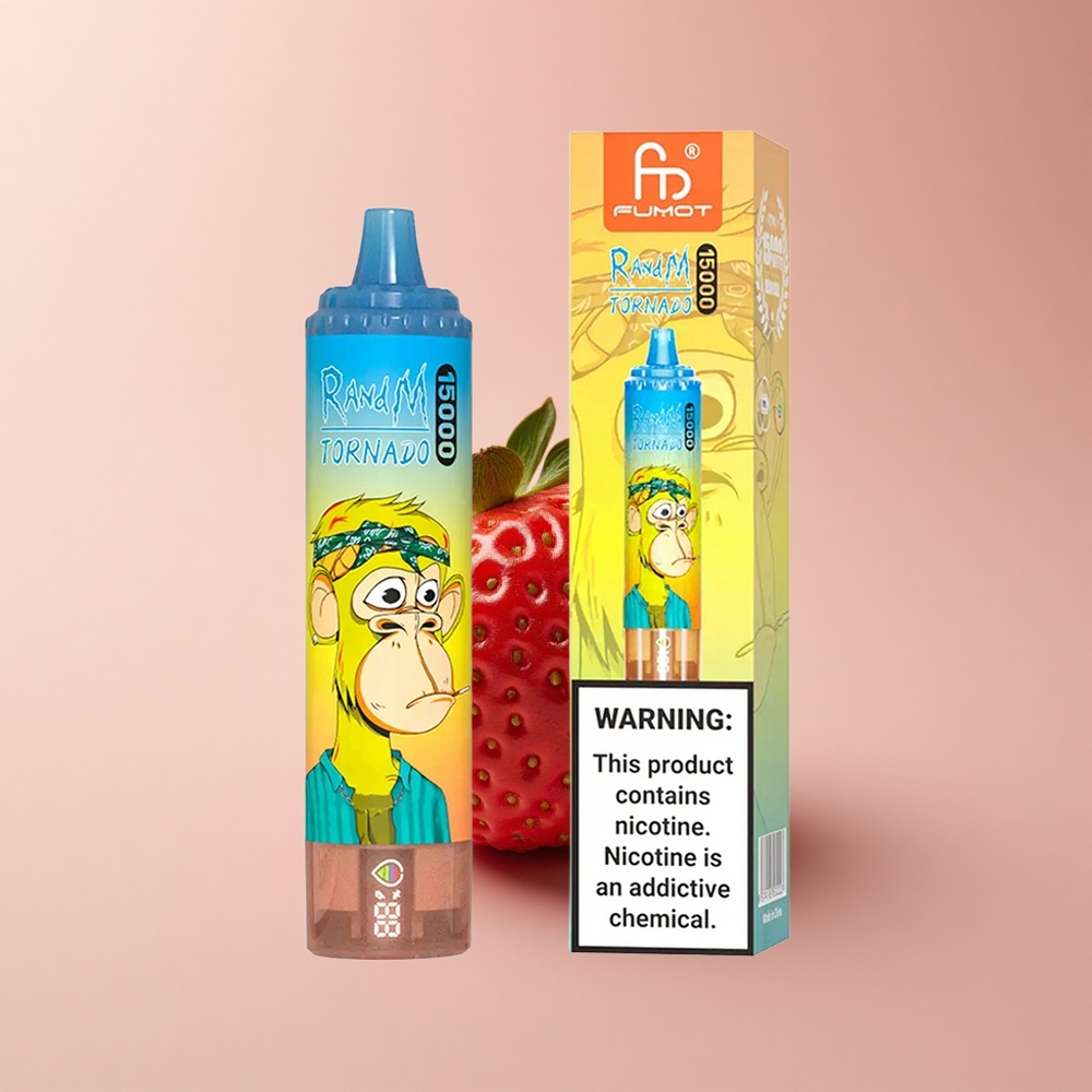 RandM Fumot Tornado 15000 Puffs Erdbeer-LCD Typ-C 25ml Mesh