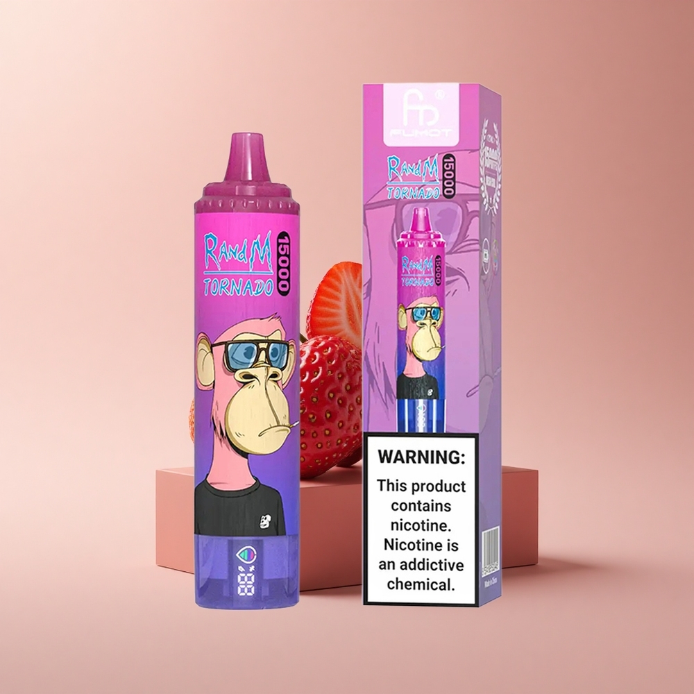 RandM Fumot Tornado 15000 Puffs Erdbeer-Traube Mesh Typ-C LCD