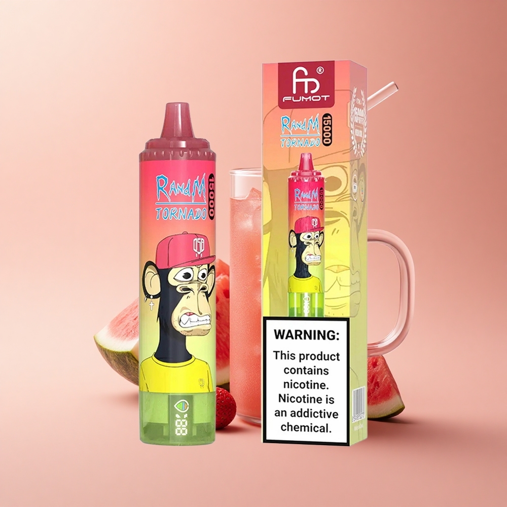 RandM Fumot Tornado 15000 Puffs Erdbeer-Wassermelonen-Limonade mit 25ml Flüssigkeit und Mesh Coil