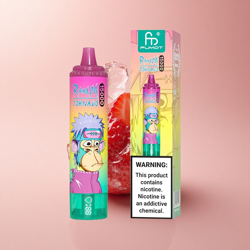 RandM Fumot Tornado 15000 Puffs Erdbeereis LCD Typ-C