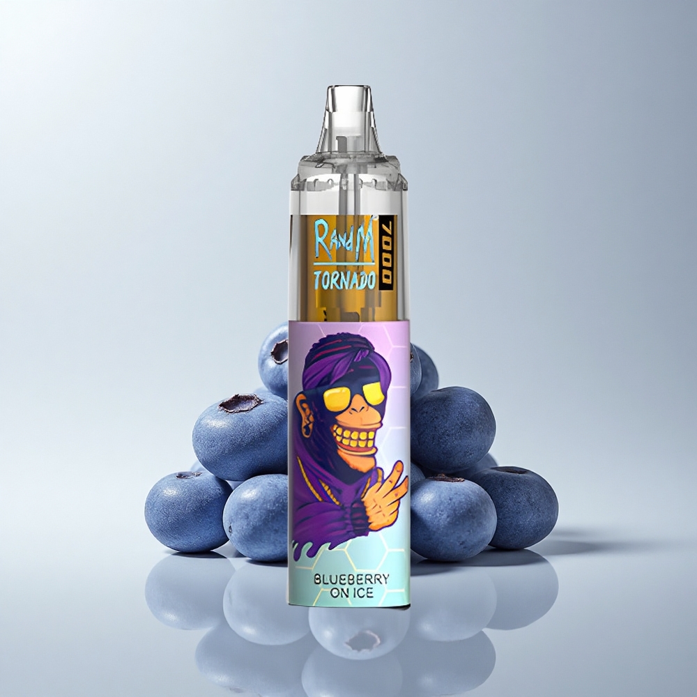 RandM Fumot Tornado 7000 Puffs Blaubeere Auf Eis mit Mesh Coil und RGB Licht