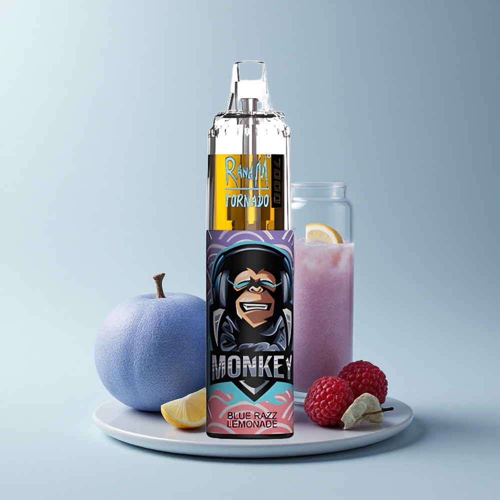RandM Fumot Tornado 7000 Puffs Blaue Himbeerlimonade mit Mesh Coil und RGB Licht