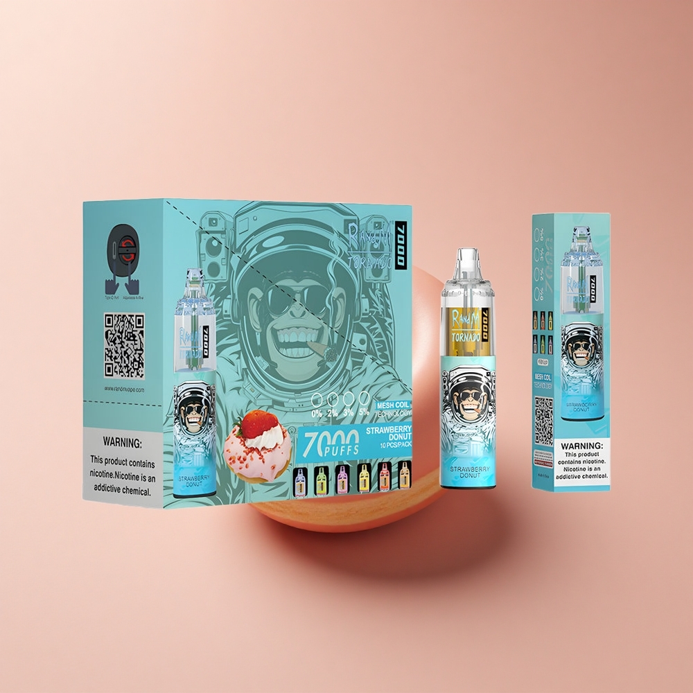 RandM Fumot Tornado 7000 Puffs Erdbeer-Donut mit Mesh Coil und RGB-Licht