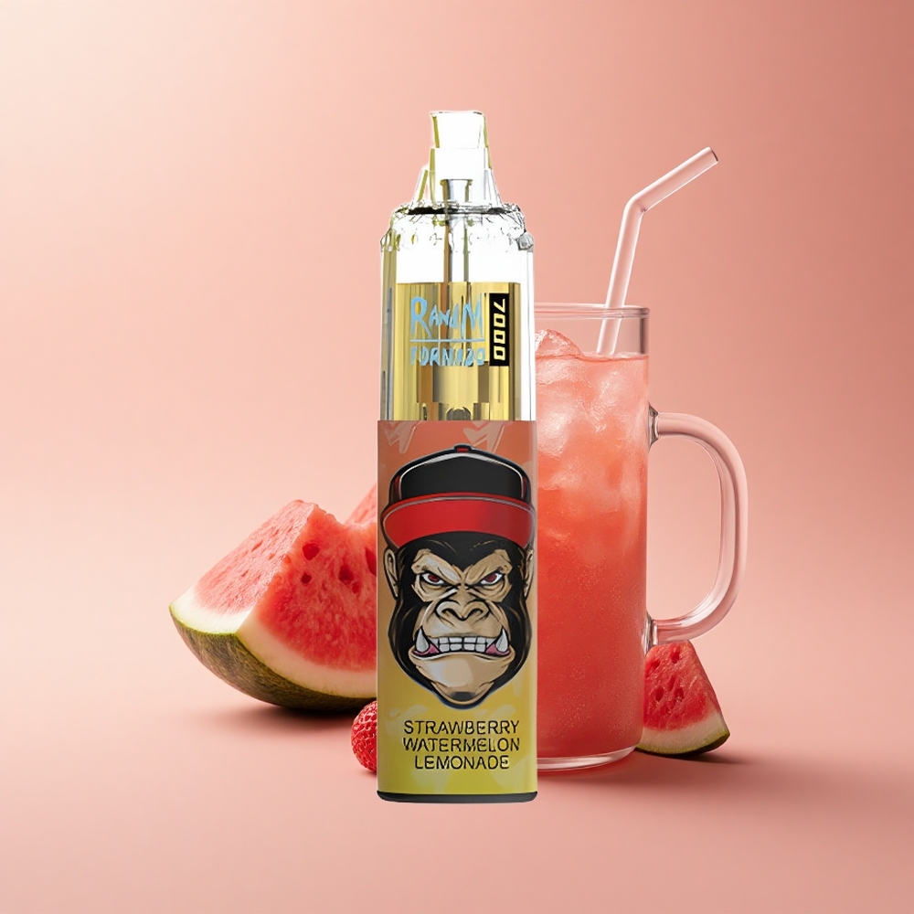 RandM Fumot Tornado 7000 Puffs Erdbeer-Wassermelonen-Limonade mit Mesh Coil und Typ-C-Port