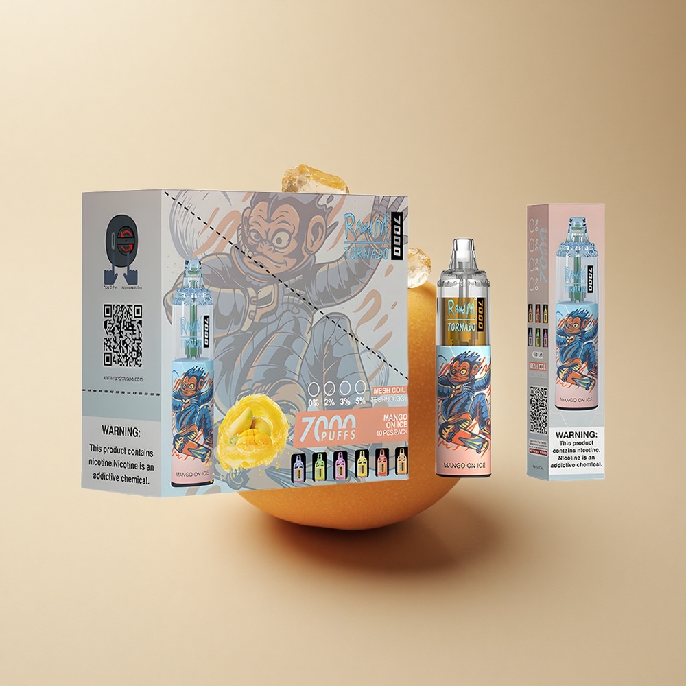 RandM Fumot Tornado 7000 Puffs Mango Auf Eis mit Mesh Coil und RGB Licht