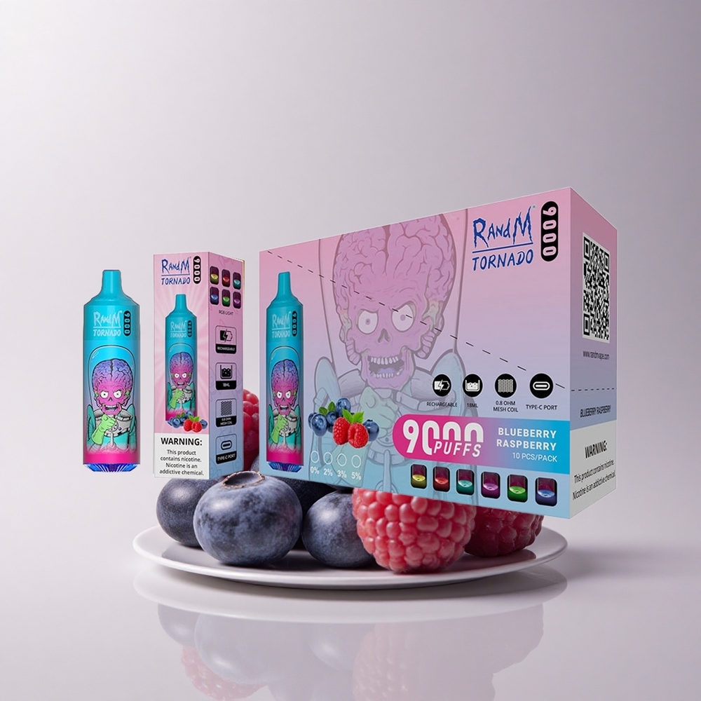 RandM Fumot Tornado 9000 Puffs Blaubeere Himbeere 850 mAh 18 mL Mesh