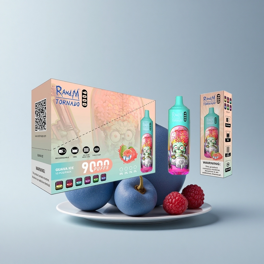 RandM Fumot Tornado 9000 Puffs Blaue Saure Himbeere mit Mesh Coil und RGB Display