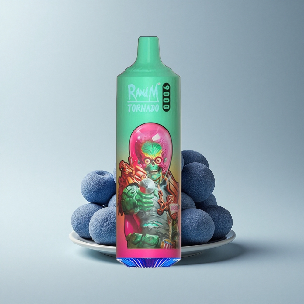 RandM Fumot Tornado 9000 Puffs Blauer Himbeer Kush Mesh 18 mL RGB