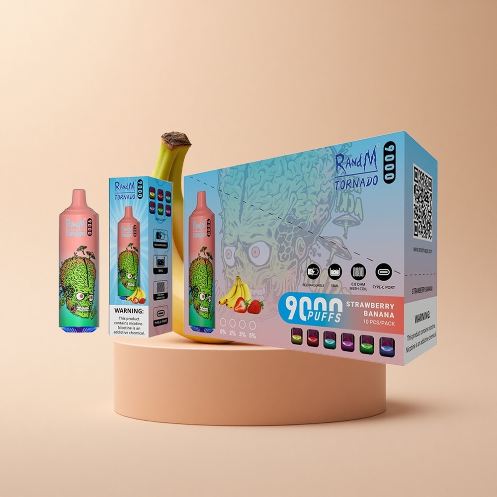 RandM Fumot Tornado 9000 Puffs Erdbeer-Banane Mesh RGB
