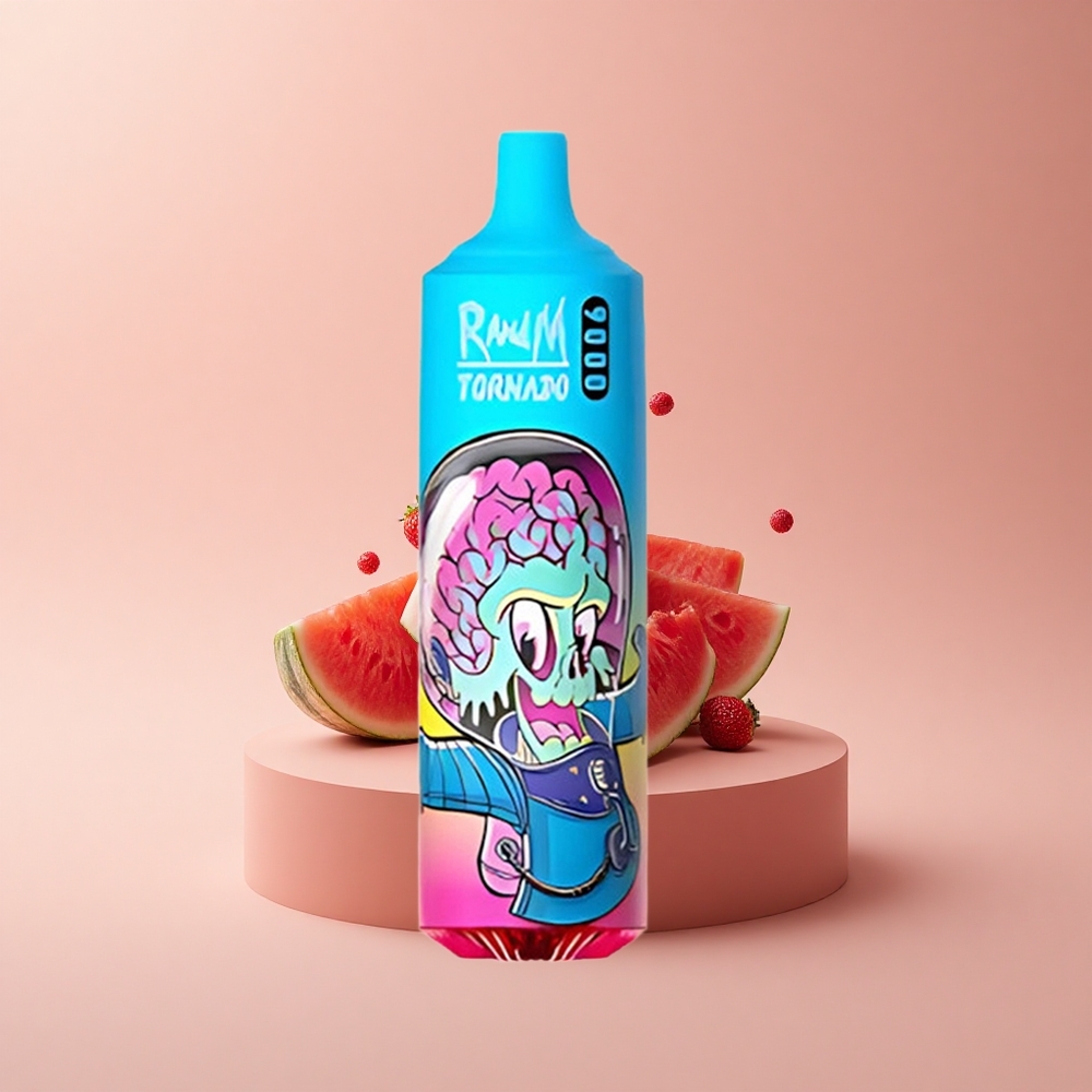 RandM Fumot Tornado 9000 Puffs Erdbeer-Wassermelone Prime mit Mesh Coil und RGB-Display