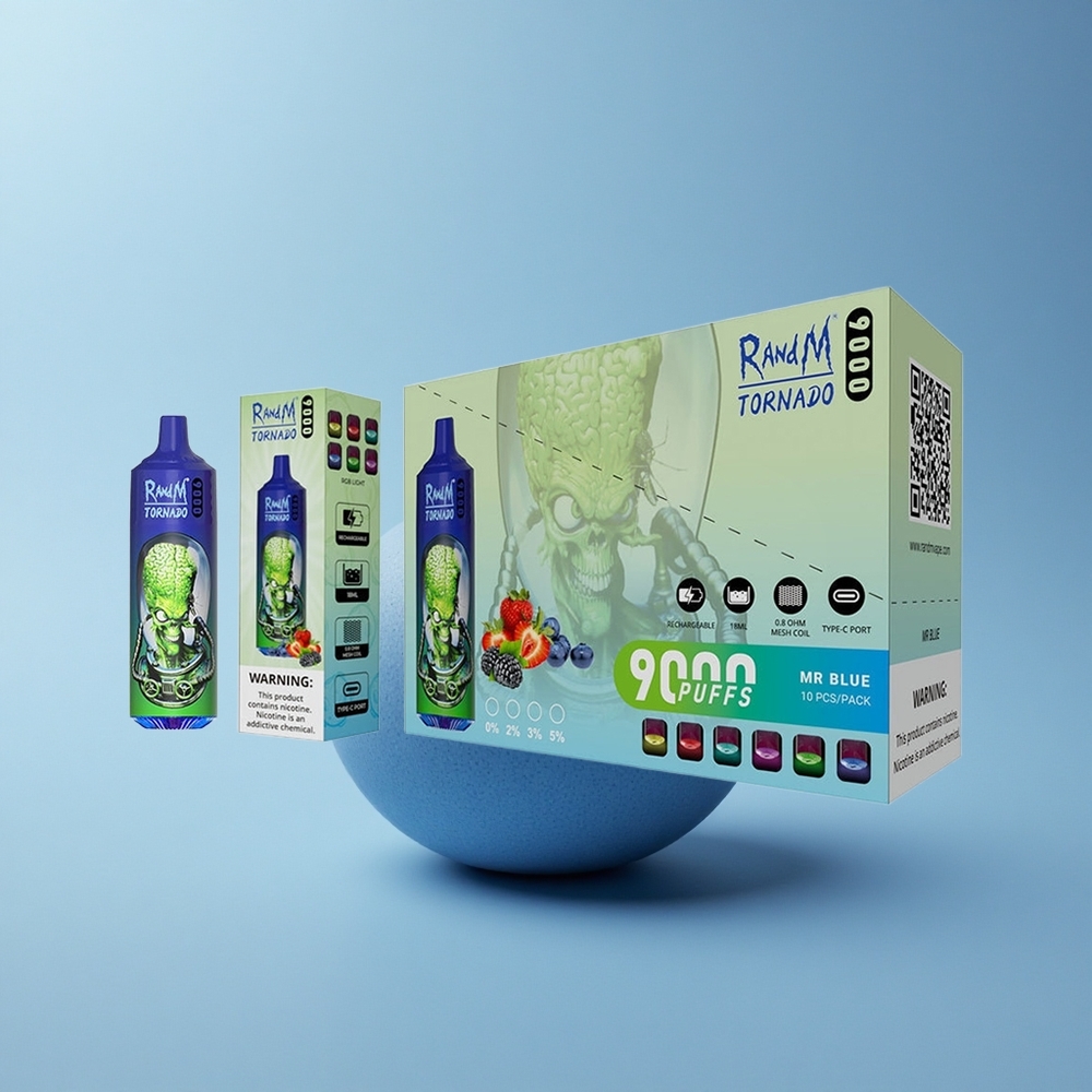 RandM Fumot Tornado 9000 Puffs Herr Blau 9000 Züge 18 mL Mesh