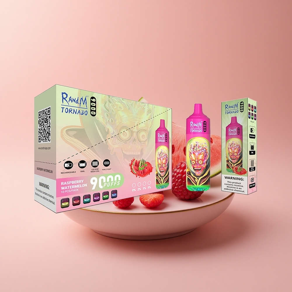 RandM Fumot Tornado 9000 Puffs Himbeer-Wassermelone 18mL Mesh RGB