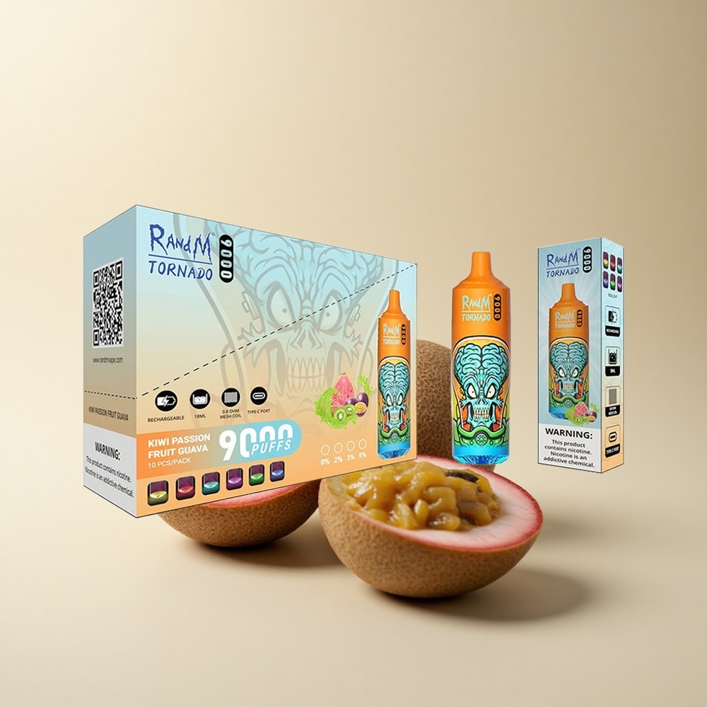 RandM Fumot Tornado 9000 Puffs Kiwi-Passionfruit-Guave 9000 Züge 18 mL Mesh