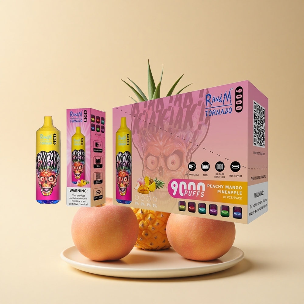 RandM Fumot Tornado 9000 Puffs Pfirsich-Mango-Ananas mit Mesh Coil und RGB Display