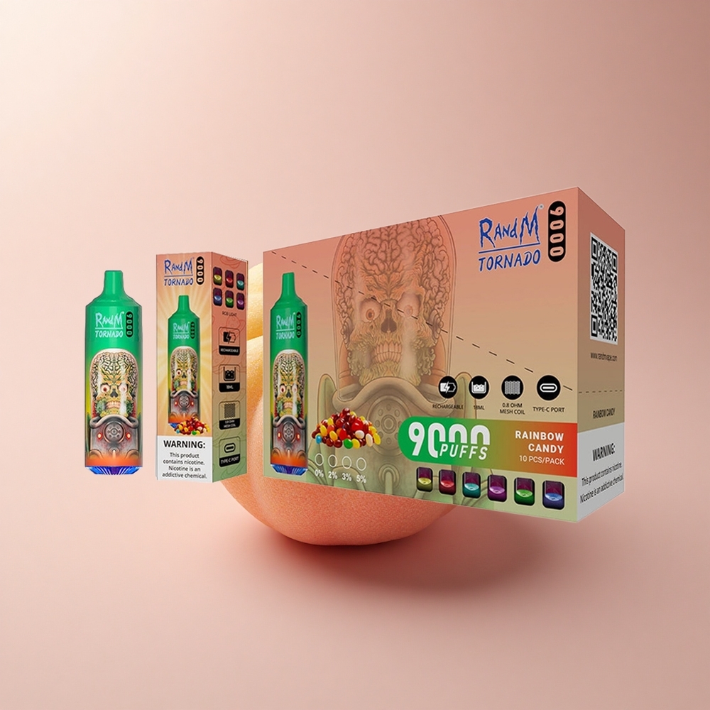 RandM Fumot Tornado 9000 Puffs Regenbogen Bonbon 9000 Züge 18 mL Mesh