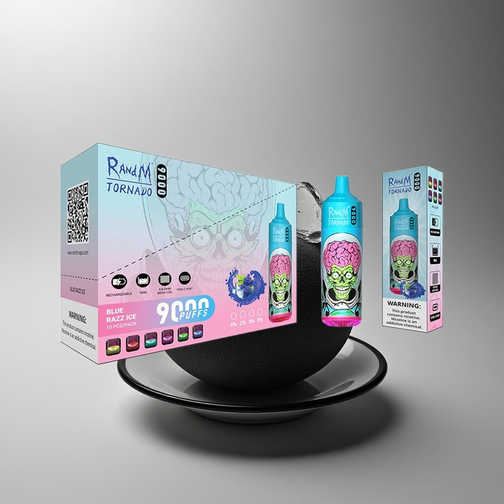 RandM Fumot Tornado 9000 Puffs Schwarzer Drache Eis 9000 Puffs 18 mL Mesh Coil