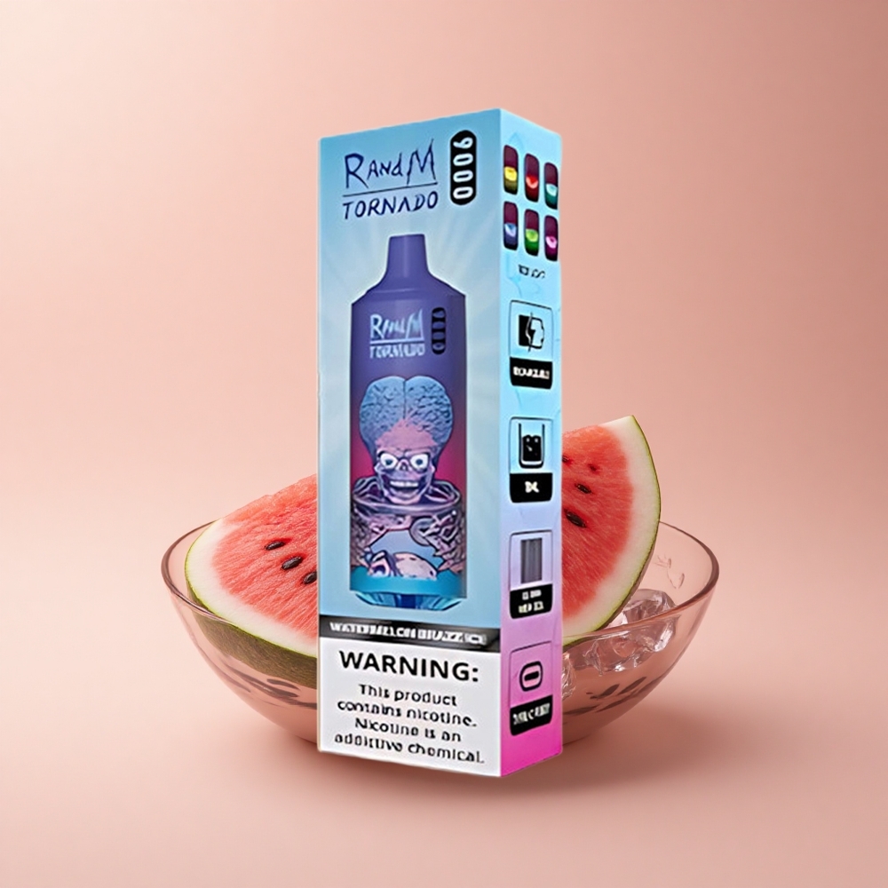 RandM Fumot Tornado 9000 Puffs Wassermelone Brazz Eis mit Mesh Coil und RGB Display