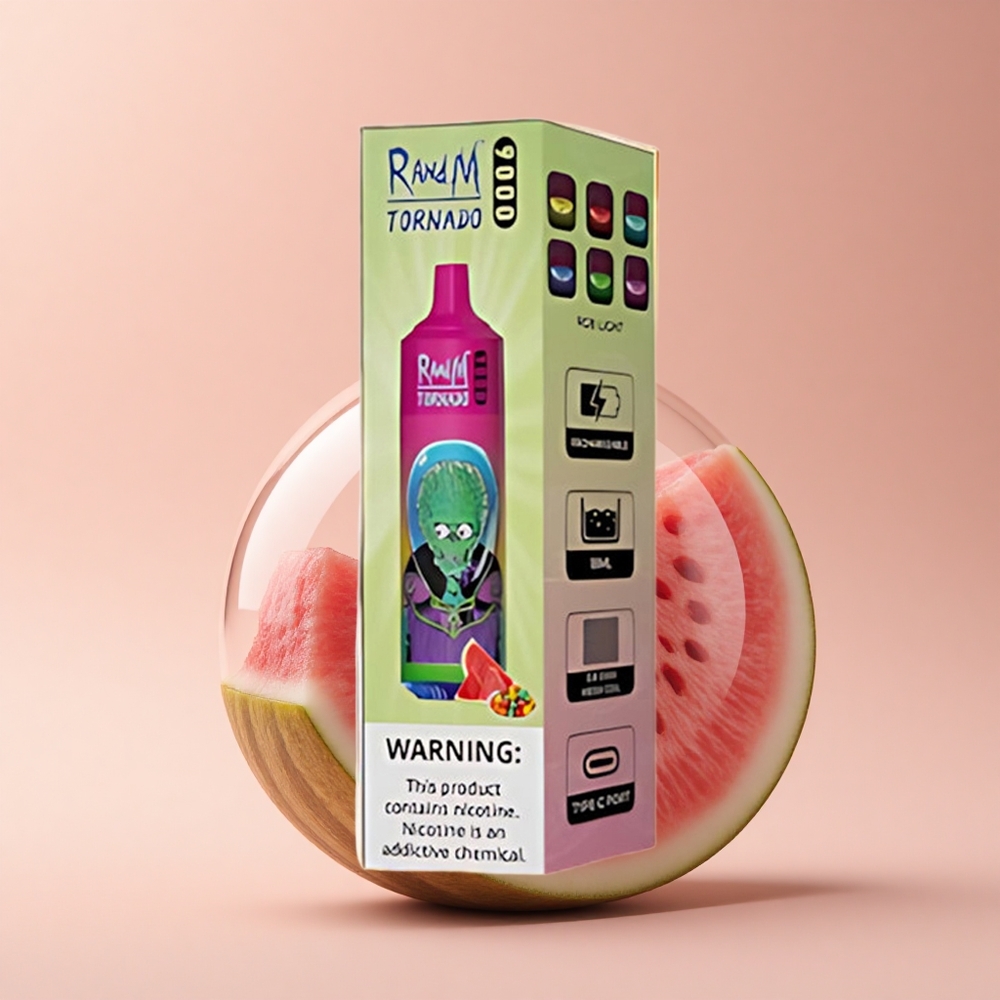 RandM Fumot Tornado 9000 Puffs Wassermelonen Kaugummi 850 mAh 18 mL Mesh Coil