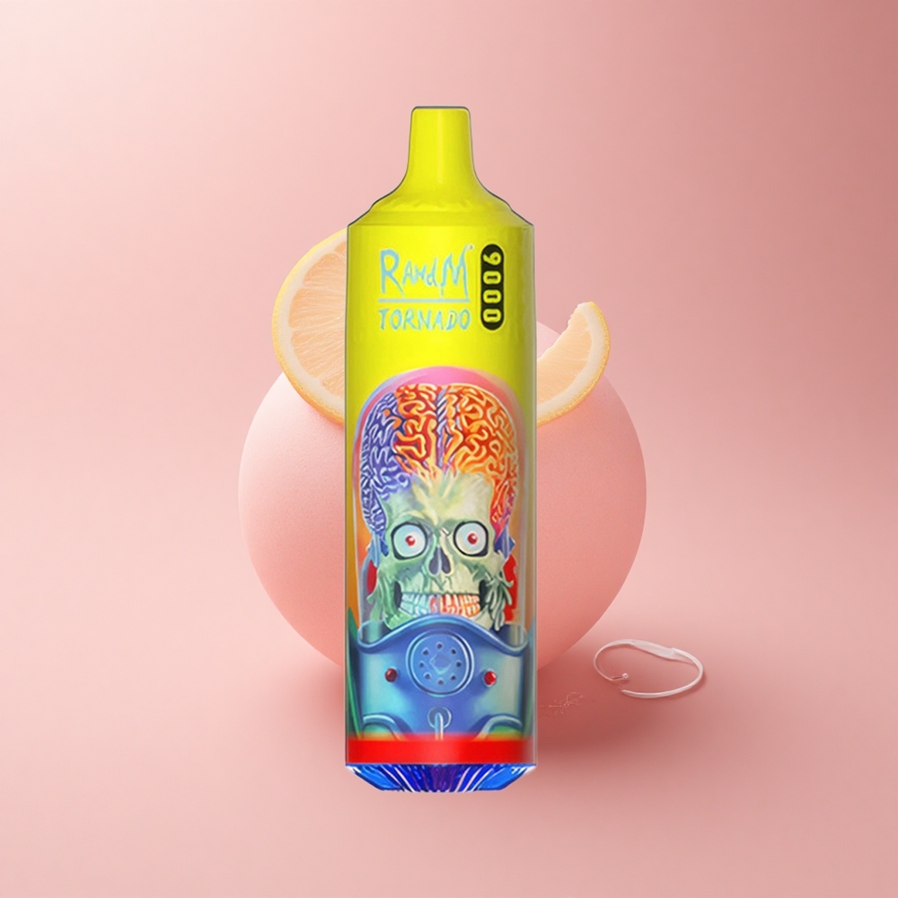 RandM Fumot Tornado 9000 Puffs Zitronenlimonade Rosa mit Mesh Coil und RGB Display