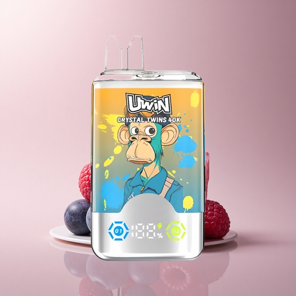 Uwin Crystal Twins 40000 Puffs Blaubeere Himbeere Kirsche Eis Zwei Geschmäcker Typ-C Aufladbar