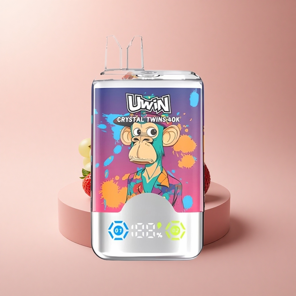 Uwin Crystal Twins 40000 Puffs Erdbeer-Kiwi-Trauben-Eis mit Doppelgeschmack und 850mAh Akku