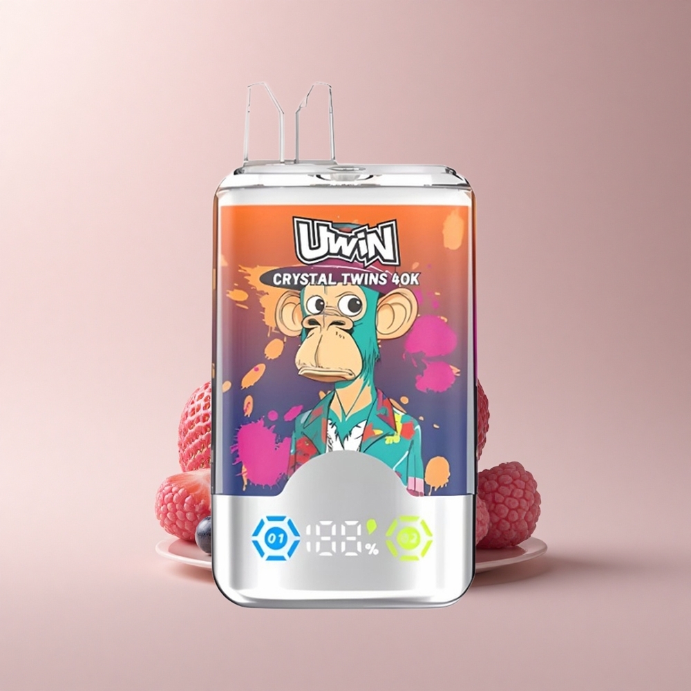 Uwin Crystal Twins 40000 Puffs Erdbeere Himbeere Kirsche Herr Blau Zwei Aromen Typ-C 32ml