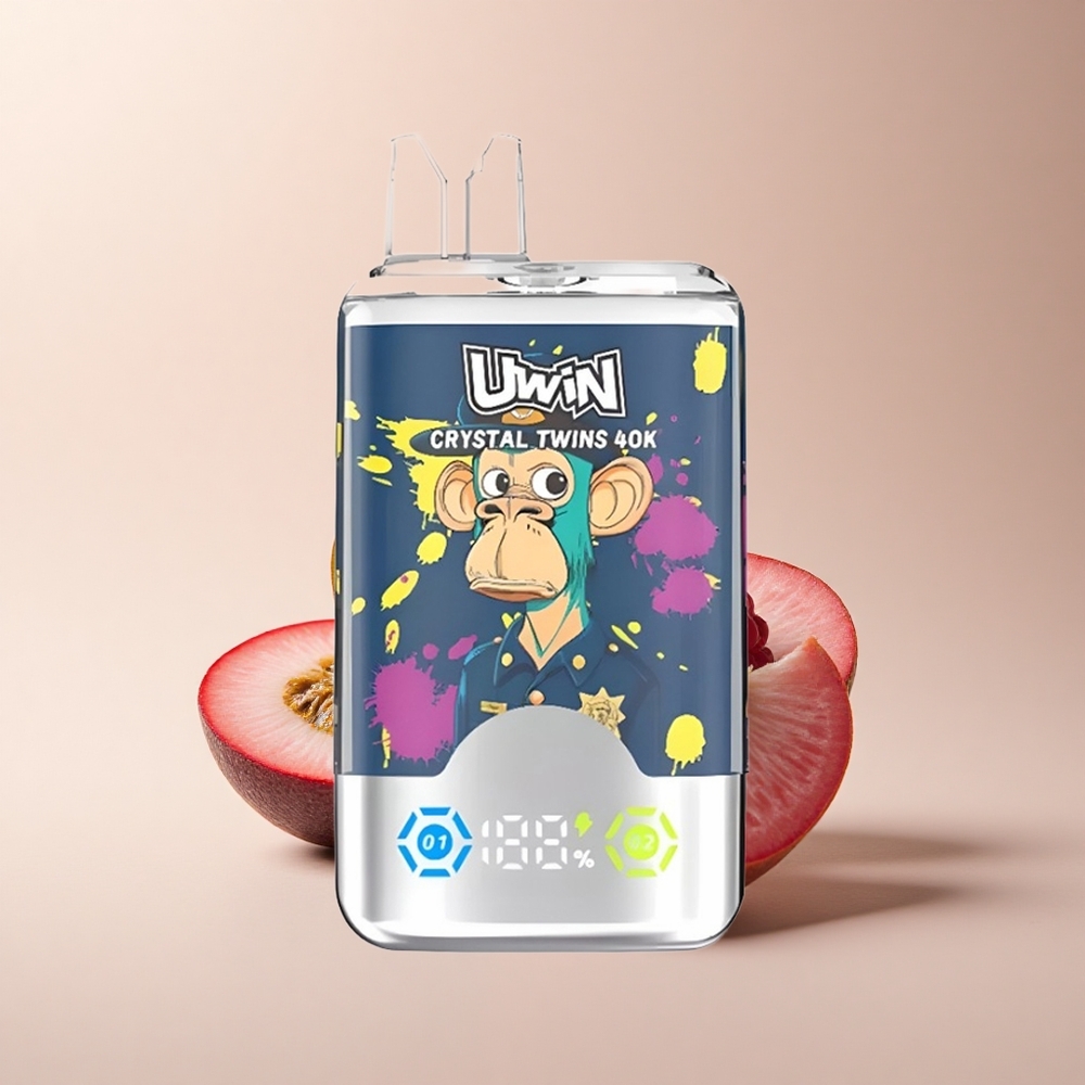 Uwin Crystal Twins 40000 Puffs Kiwi-Passionsfrucht-Guave-Blaubeere-Himbeere Doppelgeschmack Typ-C 32ml