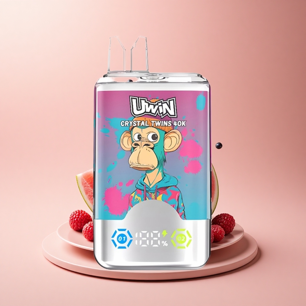 Uwin Crystal Twins 40000 Puffs Wassermelone-Eis-Mischbeeren Doppelgeschmack 32ml Typ-C