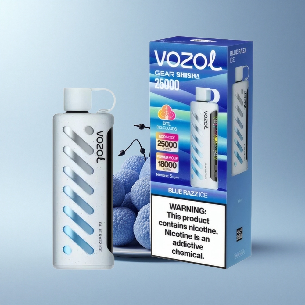 VOZOL Gear Shisha 25000 Puffs Blaue Himbeere Eis Dual Mesh 5mg