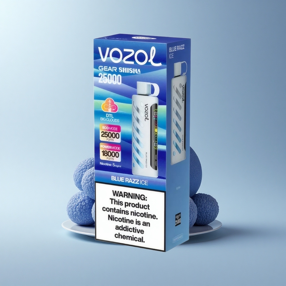 VOZOL Gear Shisha 25000 Puffs Blaue Himbeere Eis Dual Mesh 5mg