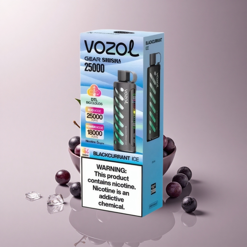 VOZOL Gear Shisha 25000 Puffs Schwarze Johannisbeer-Eis mit Dual-Mesh-Technologie und 5mg/ml Nikotin