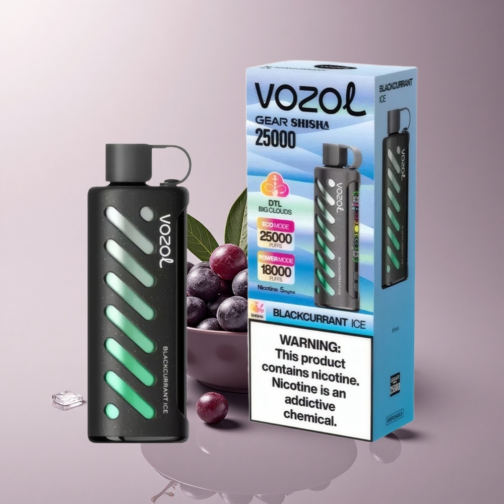 VOZOL Gear Shisha 25000 Puffs Schwarze Johannisbeer-Eis mit Dual-Mesh-Technologie und 5mg/ml Nikotin