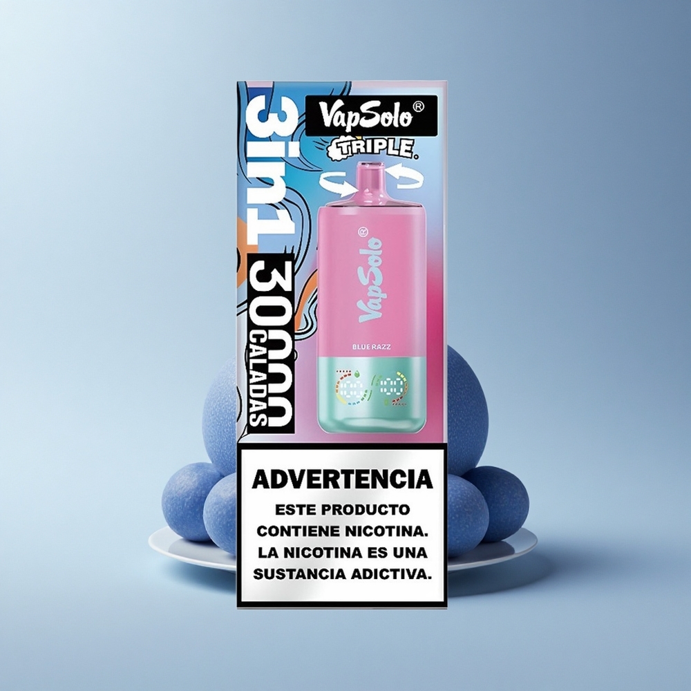 Vapsolo Triple 30000 Puffs Blauer Himbeer-TypC 40ml 30000