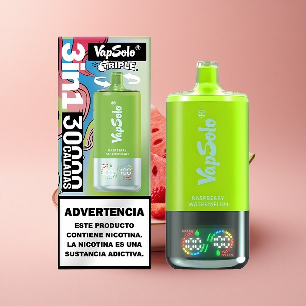 Vapsolo Triple 30000 Puffs Himbeer-Wassermelone Typ-C 40ml 3-Tank