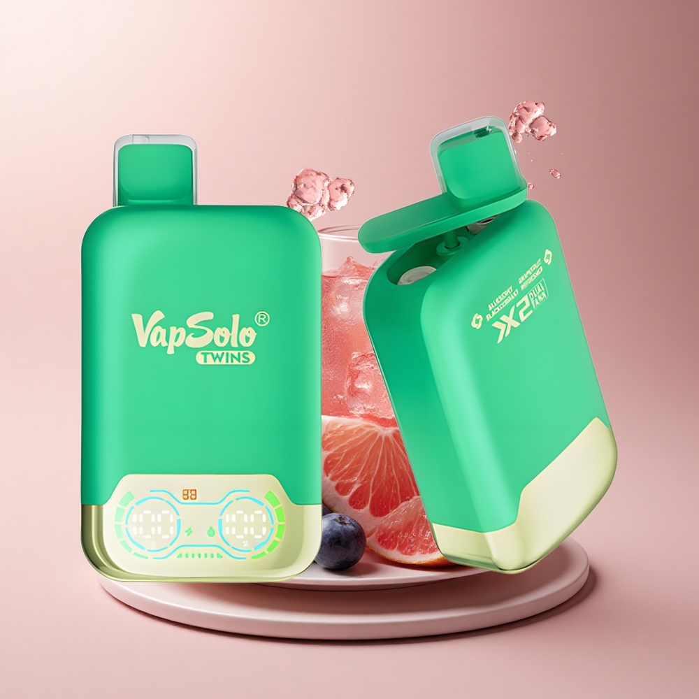 Vapsolo Twins 20000 Puffs Blaubeere Schwarze Johannisbeere  Grapefruit Erfrischer mit 40 ml E-Liquid und Typ-C-Ladeanschluss