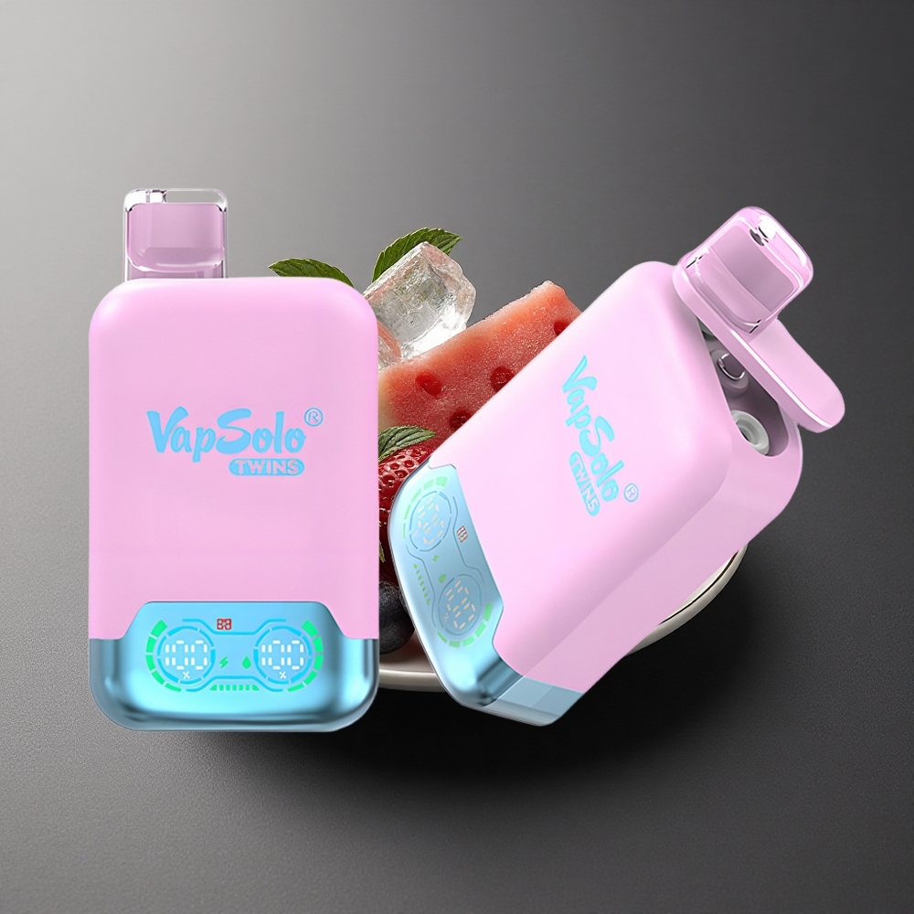 Vapsolo Twins 20000 Puffs Schwarzer Eis-Drachenfrucht Erdbeere  Himbeere Wassermelone mit 40 ml E-Liquid und Typ-C-Ladeanschluss