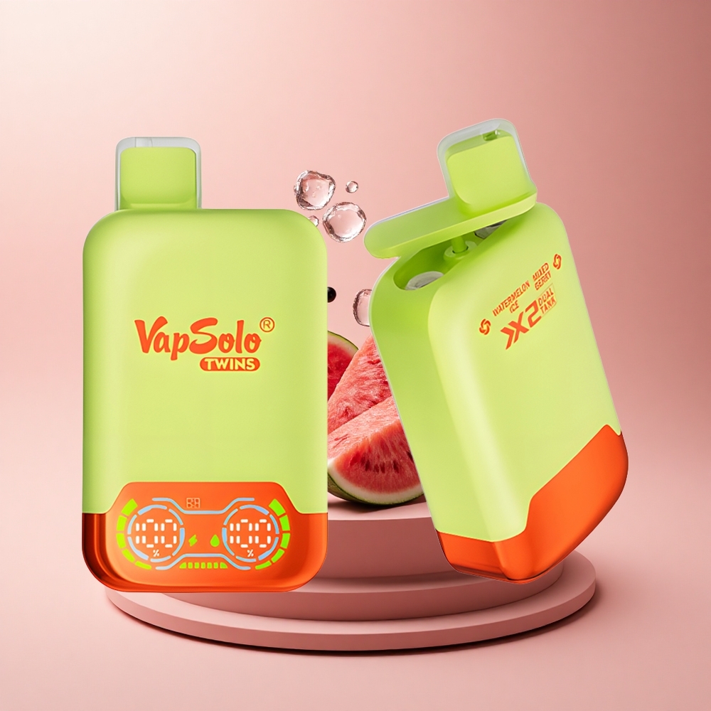 Vapsolo Twins 20000 Puffs Wassermelone-Eis  Gemischte Beeren mit 40ml E-Liquid und Typ-C-Ladung